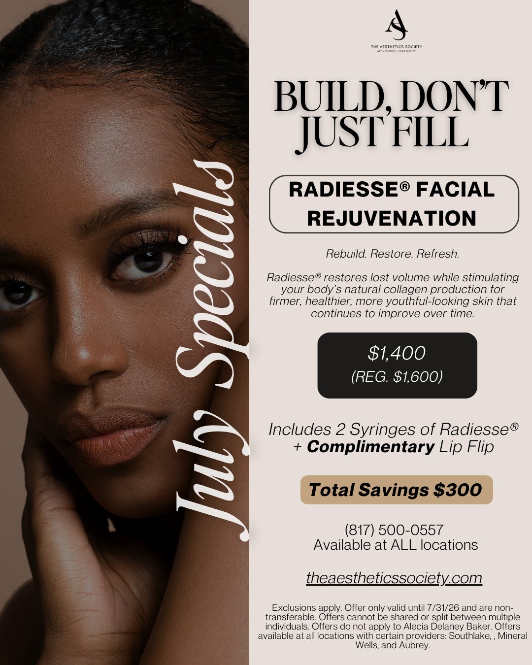 July Specials - Radiesse Facial Rejuvenation