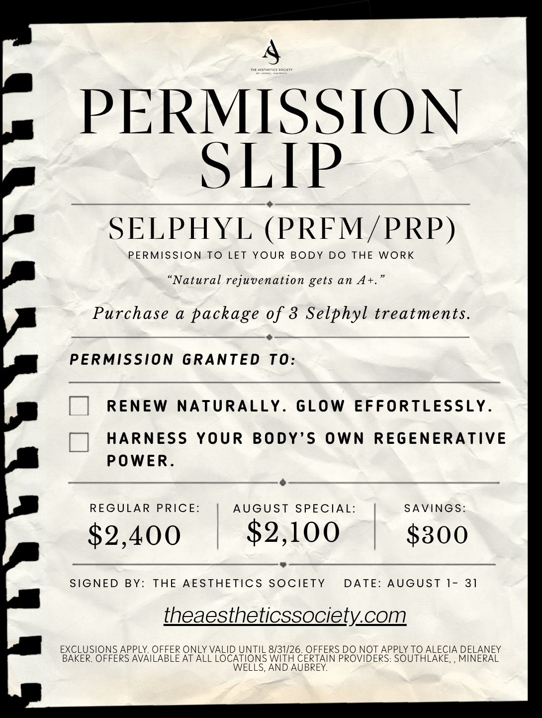 August Specials -Selphyl (PRFM/PRP)