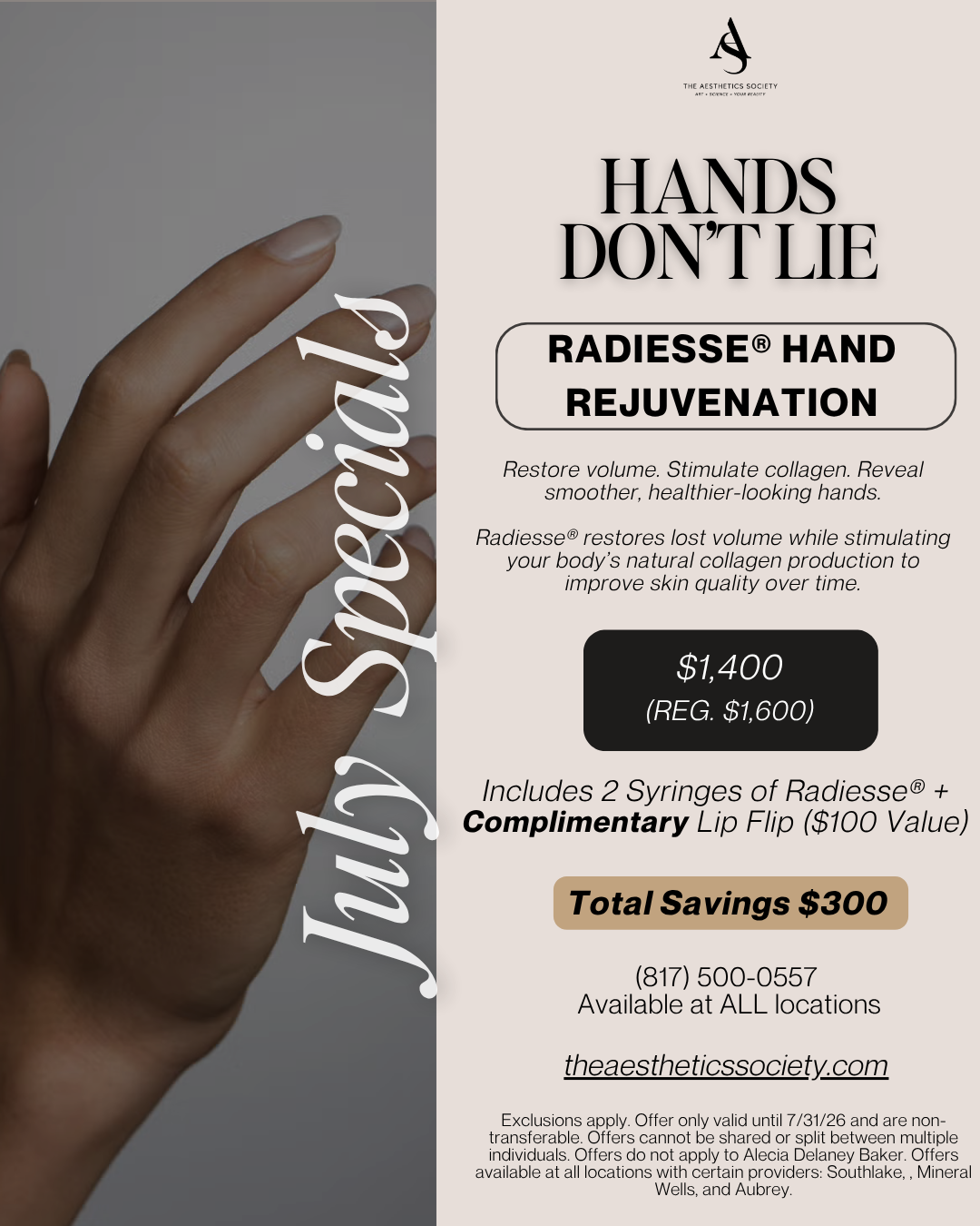 July Specials - Radiesse Hand Rejuvenation