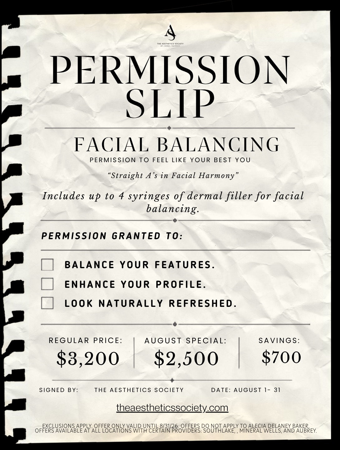 August Specials - Facial Balancing