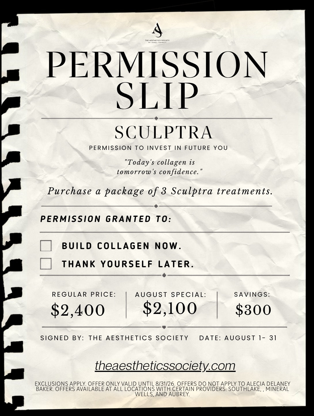 August Specials - Sculptra